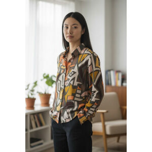 Big Dart Women's Geometric Pattern Blouse  Size: Eur40/US 8